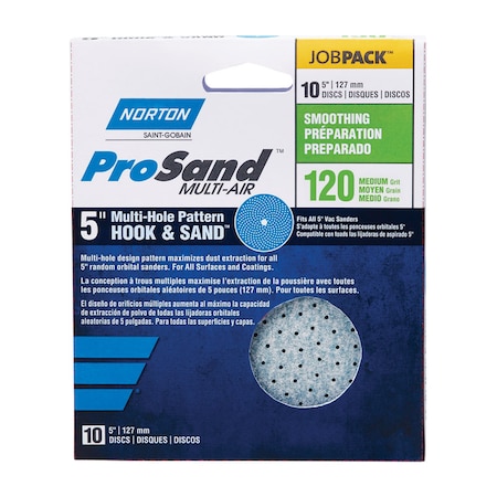 Norton Abrasives Norton ProSand 5 in. Ceramic Alumina Hook and Loop A975 Sanding Disc 120 Grit Medium 10 pk 07660703221